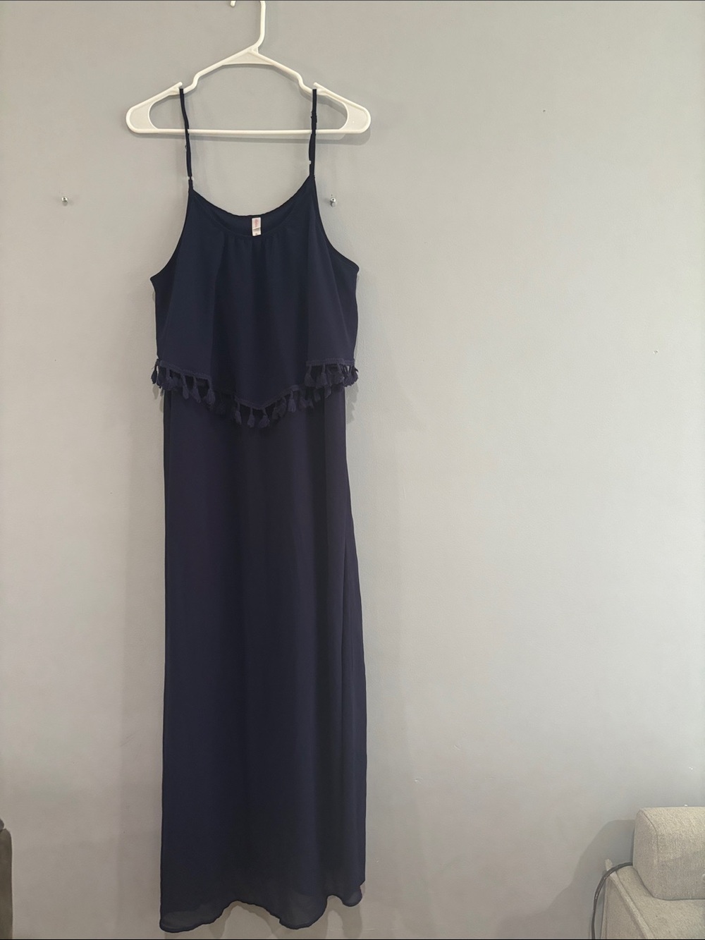 Xhilaration Navy Tassel Layer Maxi Dress